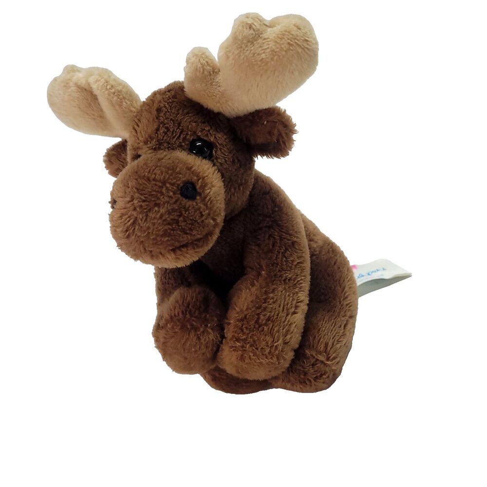 WishPets Moreley‎ Moose Mini Plush 4" Brown Stuffed Toy Wish Pets vtg